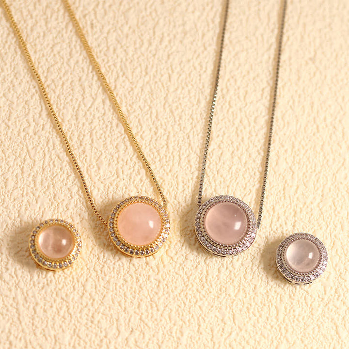 Buddha Stones Collar curativo con incrustaciones de múltiples cuentas de cristal de cuarzo rosa natural. - Cuarzo rosa natural (el color puede variar) - Cadena plateada con cuentas de 10 mm - image 1