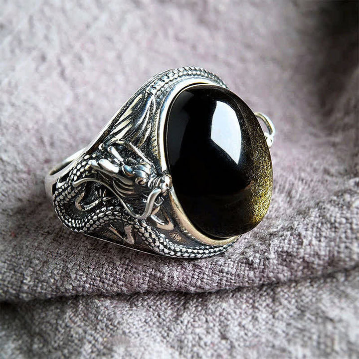Buddha Stones Anillo protector ajustable de ónix negro cobrizo - Cobre (Riqueza♥Suerte) - image 0