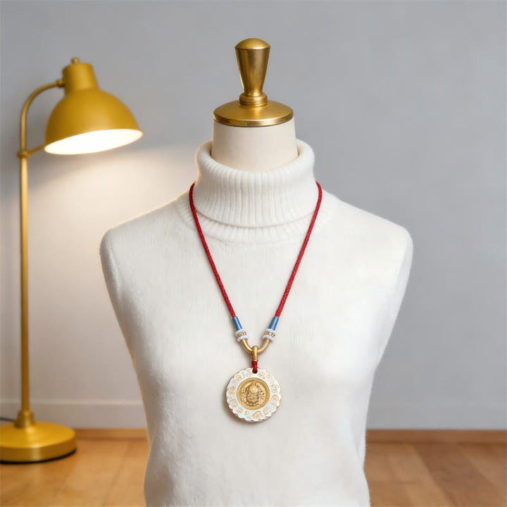 Buddha Stones Colgante de collar de aleación con colgante de protección del dios de la riqueza Jambhala amarillo tibetano - image 8