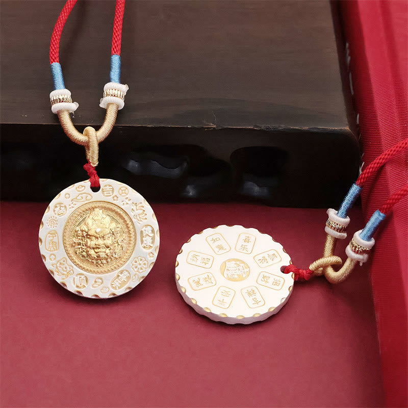 Buddha Stones Colgante de collar de aleación con colgante de protección del dios de la riqueza Jambhala amarillo tibetano - image 4