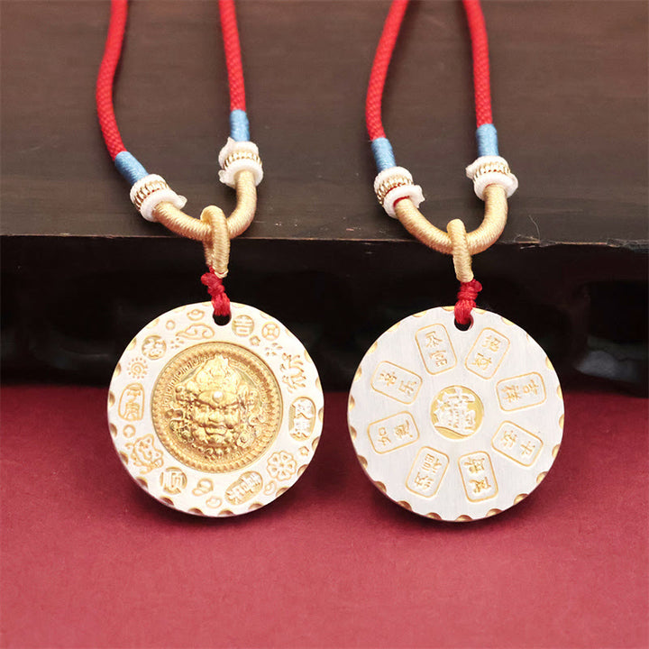 Buddha Stones Colgante de collar de aleación con colgante de protección del dios de la riqueza Jambhala amarillo tibetano - image 3