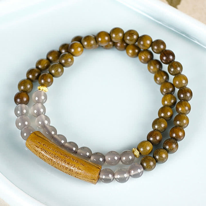 Buddha Stones Pulsera de equilibrio de doble vuelta con ágata roja y aventurina verde, con los cinco preceptos budistas. - image 15