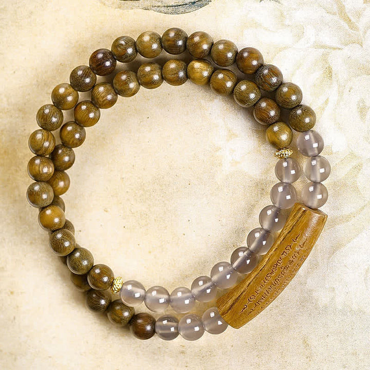 Buddha Stones Pulsera de equilibrio de doble vuelta con ágata roja y aventurina verde, con los cinco preceptos budistas. - image 11
