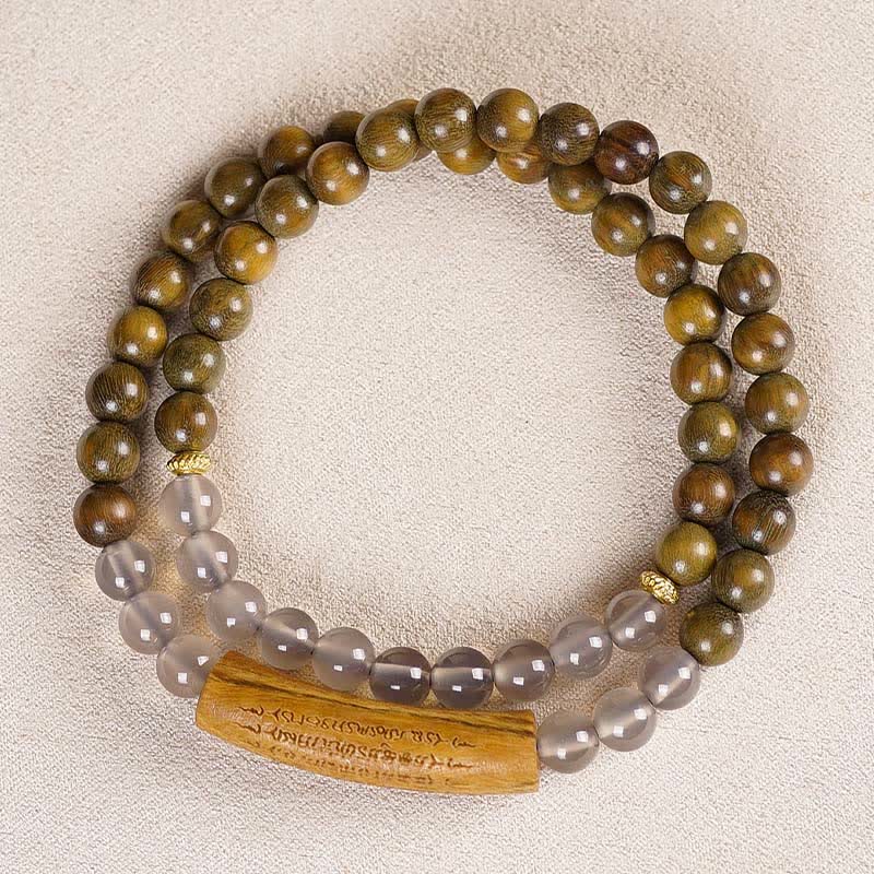 Buddha Stones Pulsera de equilibrio de doble vuelta con ágata roja y aventurina verde, con los cinco preceptos budistas. - image 10