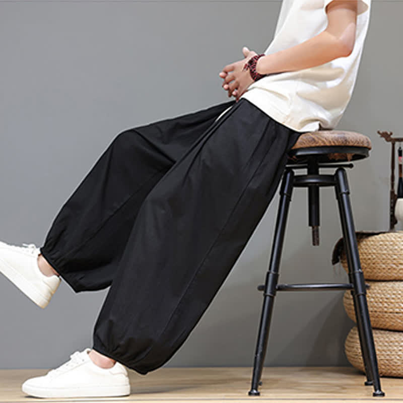 Buddha Stones Pantalones harem cortos para hombre Summer Zen con cintura elástica y puños, con bolsillos. - image 34