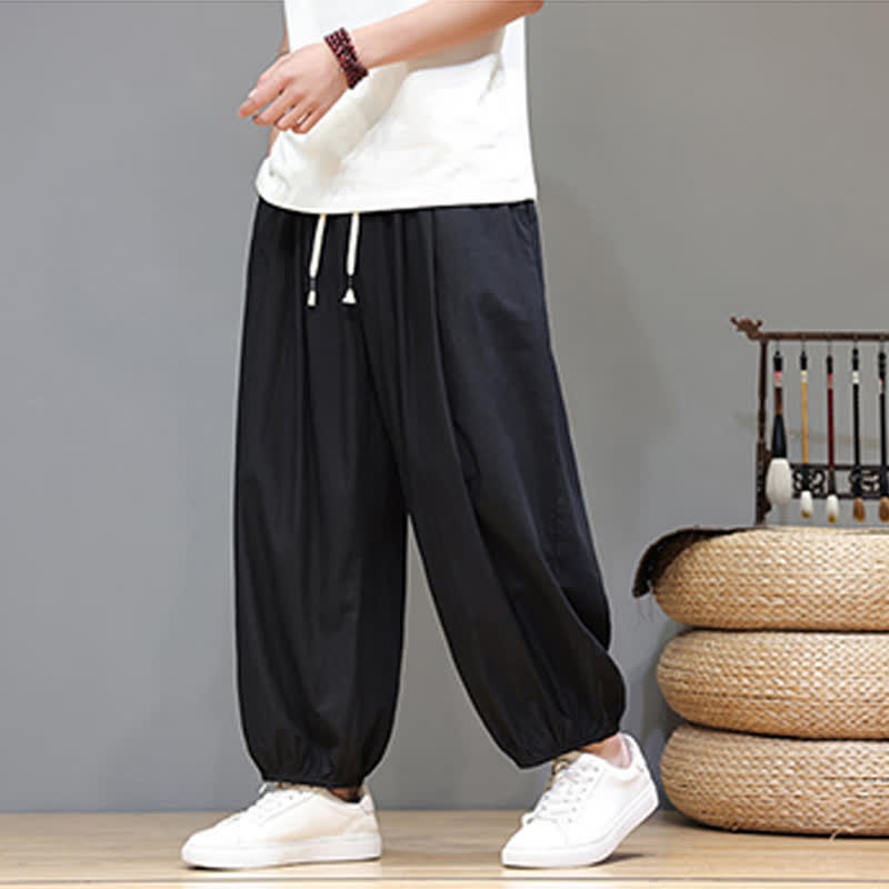 Buddha Stones Pantalones harem cortos para hombre Summer Zen con cintura elástica y puños, con bolsillos. - Negro - US/UK/AU46, EU56 (5XL) - image 28