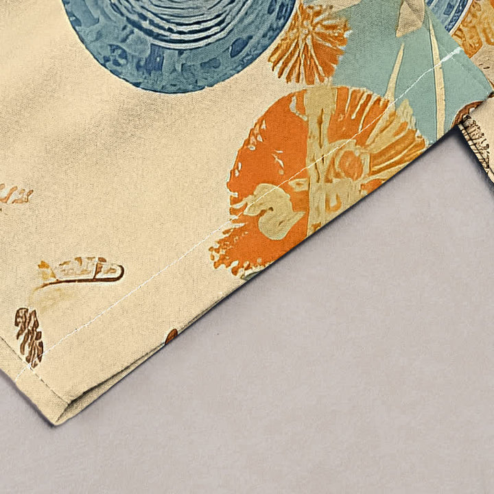 Buddha Stones Pantalones de mujer de algodón puro con estampado floral naranja y cintura elástica con bolsillos. - image 1