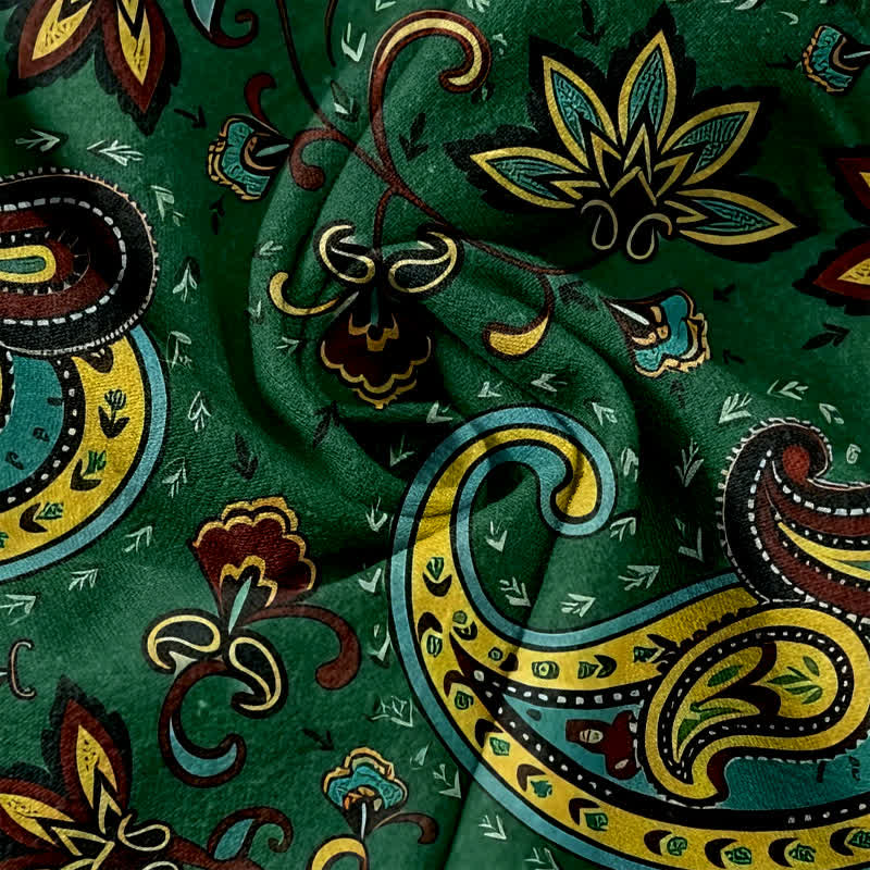 Buddha Stones Pantalones harem de algodón puro con estampado floral paisley para mujer, cintura elástica y bolsillos. - image 2