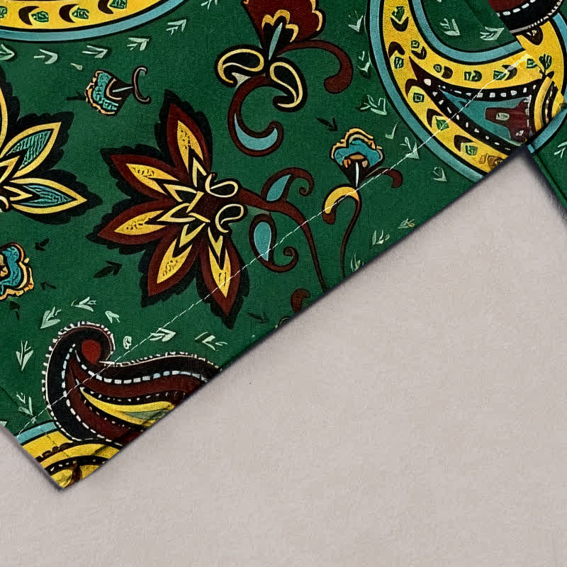 Buddha Stones Pantalones harem de algodón puro con estampado floral paisley para mujer, cintura elástica y bolsillos. - image 1