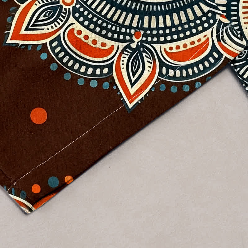 Buddha Stones Pantalones de mujer de algodón puro con estampado floral de mandala, cintura elástica y bolsillos. - image 1