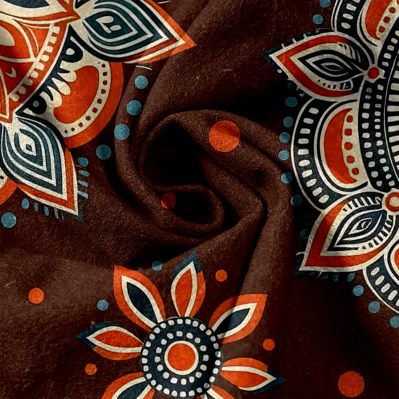 Buddha Stones Pantalones de mujer de algodón puro con estampado floral de mandala, cintura elástica y bolsillos. - image 2