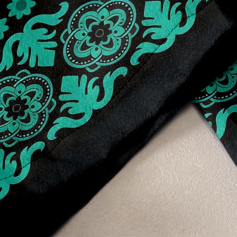 Buddha Stones Pantalones de mujer de algodón puro con estampado de mandala, cintura elástica y bolsillos. - image 2