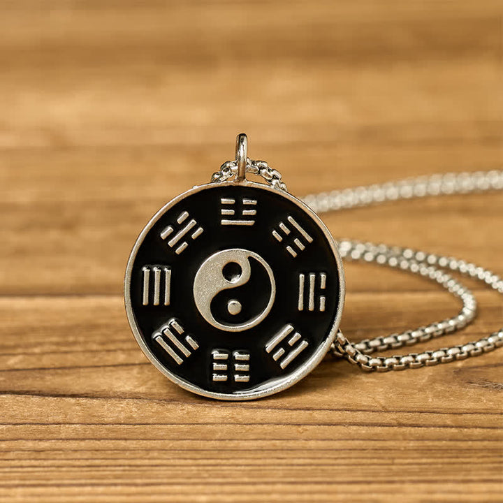 Buddha Stones Colgante de collar de acero de titanio con equilibrio Yin Yang Bagua - image 3