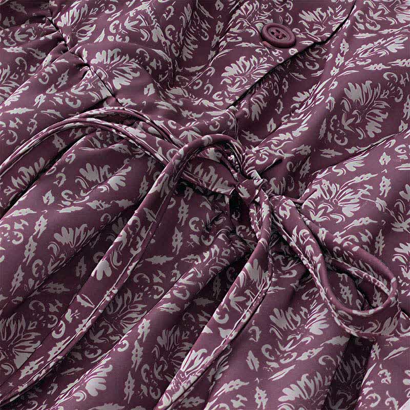 Buddha Stones Vestido de verano para mujer con estampado floral, manga corta, botones, cordón ajustable y bolsillos. - image 8