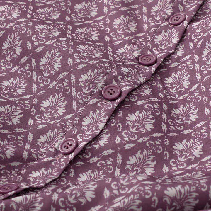 Buddha Stones Vestido de verano para mujer con estampado floral, manga corta, botones, cordón ajustable y bolsillos. - image 4