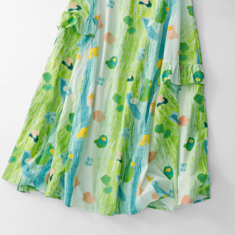 Buddha Stones Vestido sin mangas de mujer con estampado floral acuarela lavado para verano - image 6