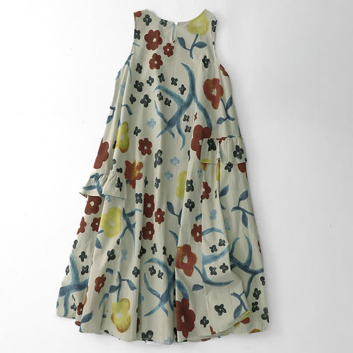 Buddha Stones Vestido sin mangas de mujer con estampado floral acuarela lavado para verano - image 14