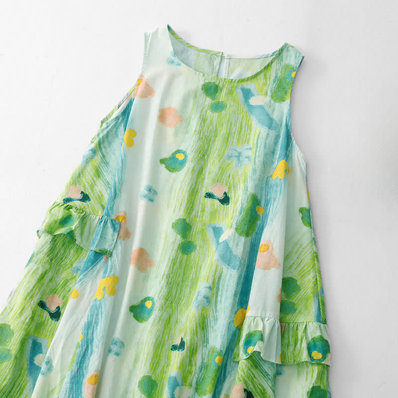 Buddha Stones Vestido sin mangas de mujer con estampado floral acuarela lavado para verano - image 2