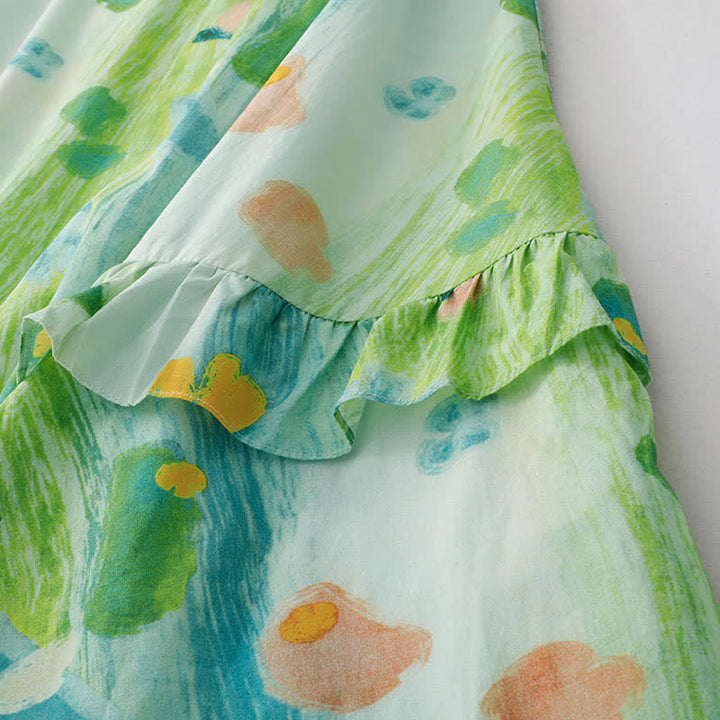 Buddha Stones Vestido sin mangas de mujer con estampado floral acuarela lavado para verano - image 7