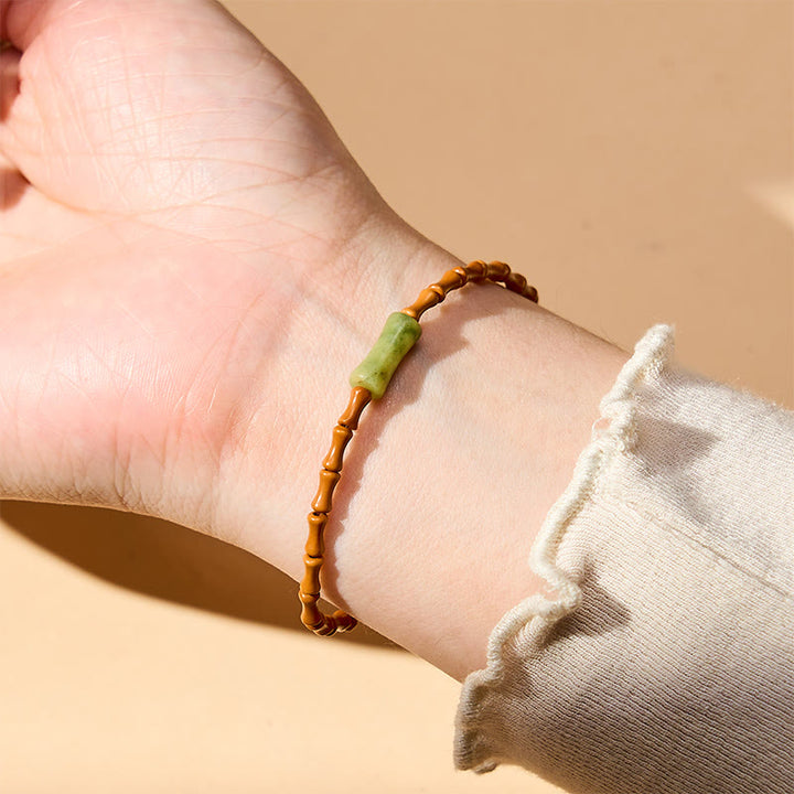 Buddha Stones Pulsera protectora con diseño de bambú y peridoto de hueso de aceituna natural - image 5