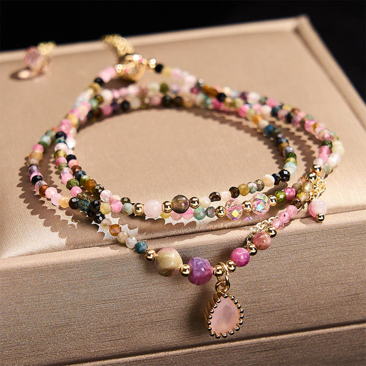 Buddha Stones Pulsera de turmalina natural de triple vuelta con positividad - image 1