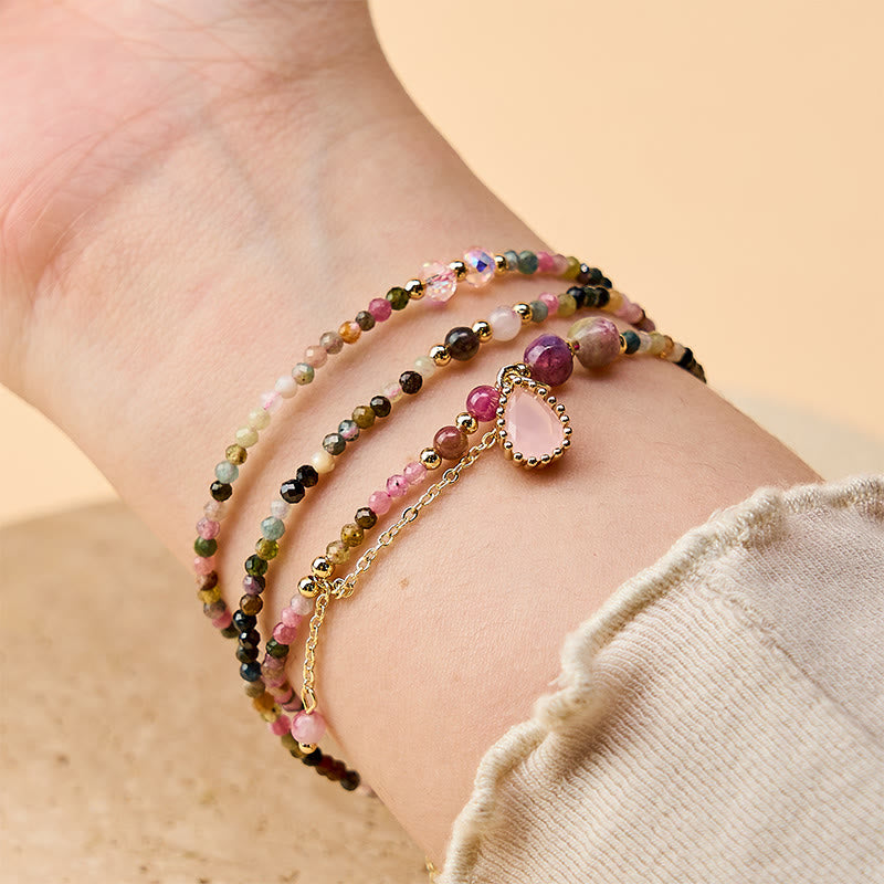 Buddha Stones Pulsera de turmalina natural de triple vuelta con positividad - image 4