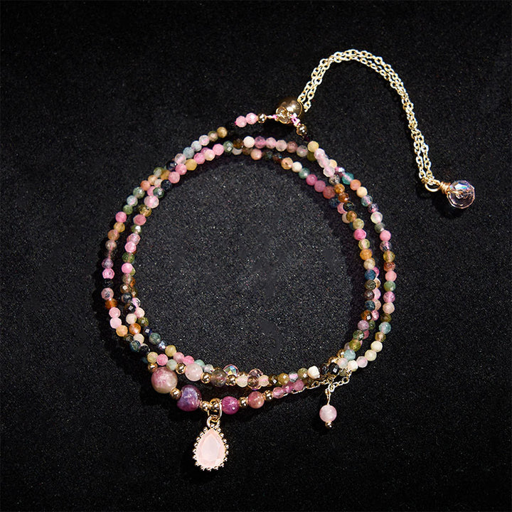 Buddha Stones Pulsera de turmalina natural de triple vuelta con positividad - image 2