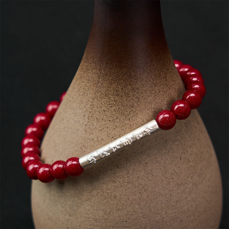 Buddha Stones Pulsera de plata de ley 999 con cinabrio y la inscripción Om Mani Padme Hum. - image 11