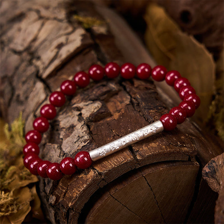 Buddha Stones Pulsera de plata de ley 999 con cinabrio y la inscripción Om Mani Padme Hum. - image 13
