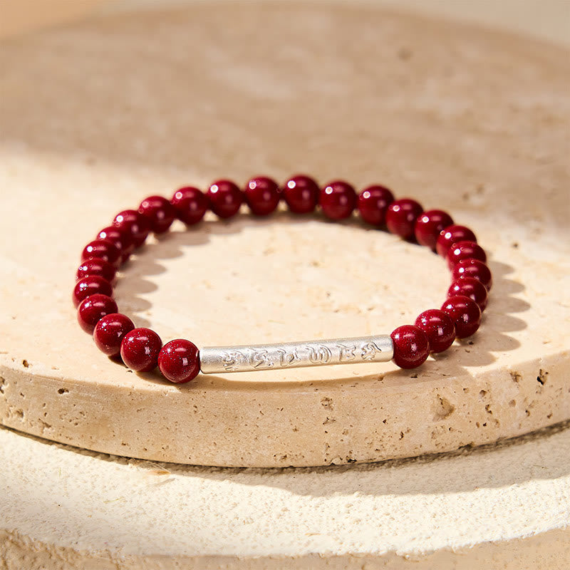 Buddha Stones Pulsera de plata de ley 999 con cinabrio y la inscripción Om Mani Padme Hum. - image 10