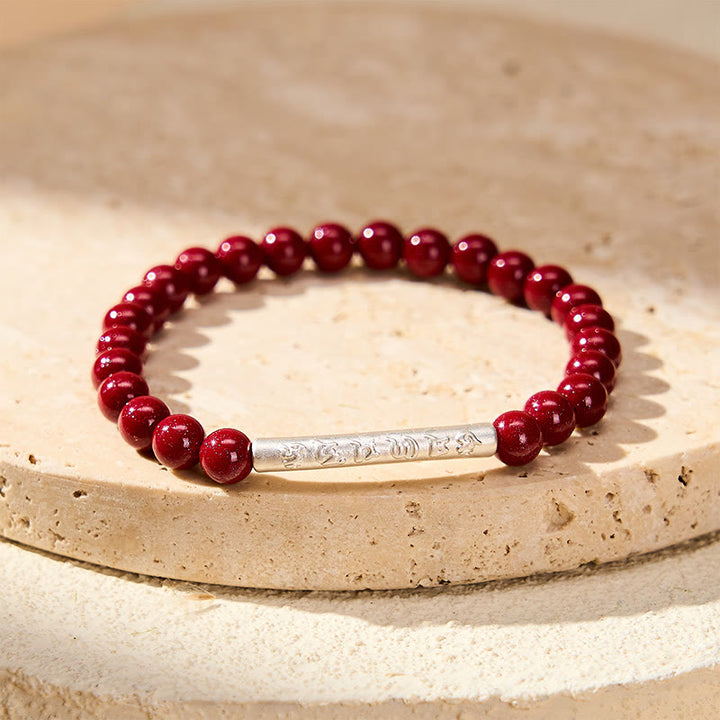 Buddha Stones Pulsera de plata de ley 999 con cinabrio y la inscripción Om Mani Padme Hum. - image 10