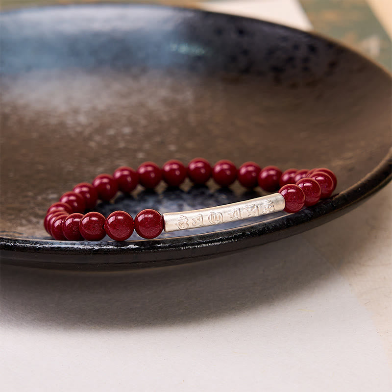 Buddha Stones Pulsera de plata de ley 999 con cinabrio y la inscripción Om Mani Padme Hum. - image 14