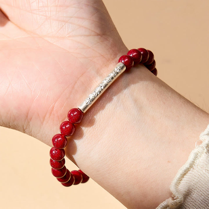 Buddha Stones Pulsera de plata de ley 999 con cinabrio y la inscripción Om Mani Padme Hum. - image 12