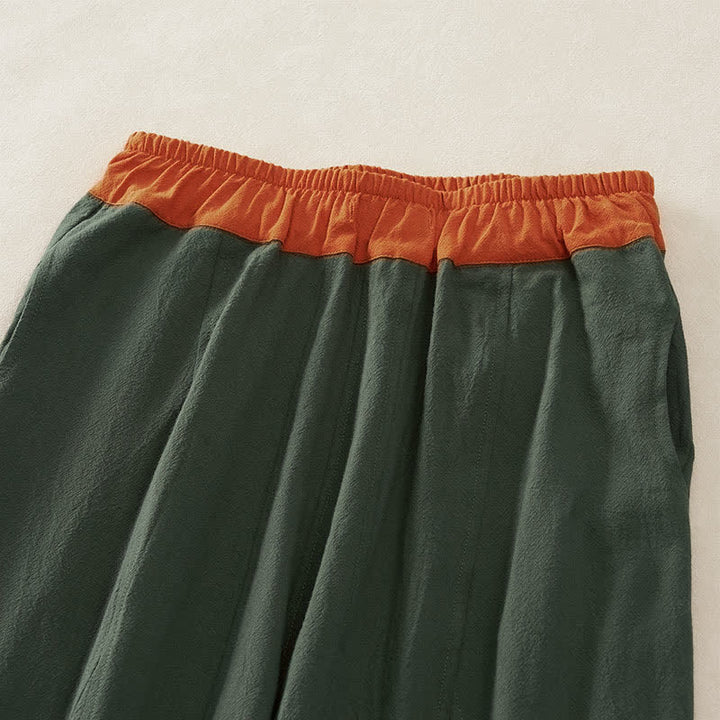 Buddha Stones Pantalones harem de algodón liso con cordón ajustable y bolsillos para mujer, estilo casual de primavera. - image 2