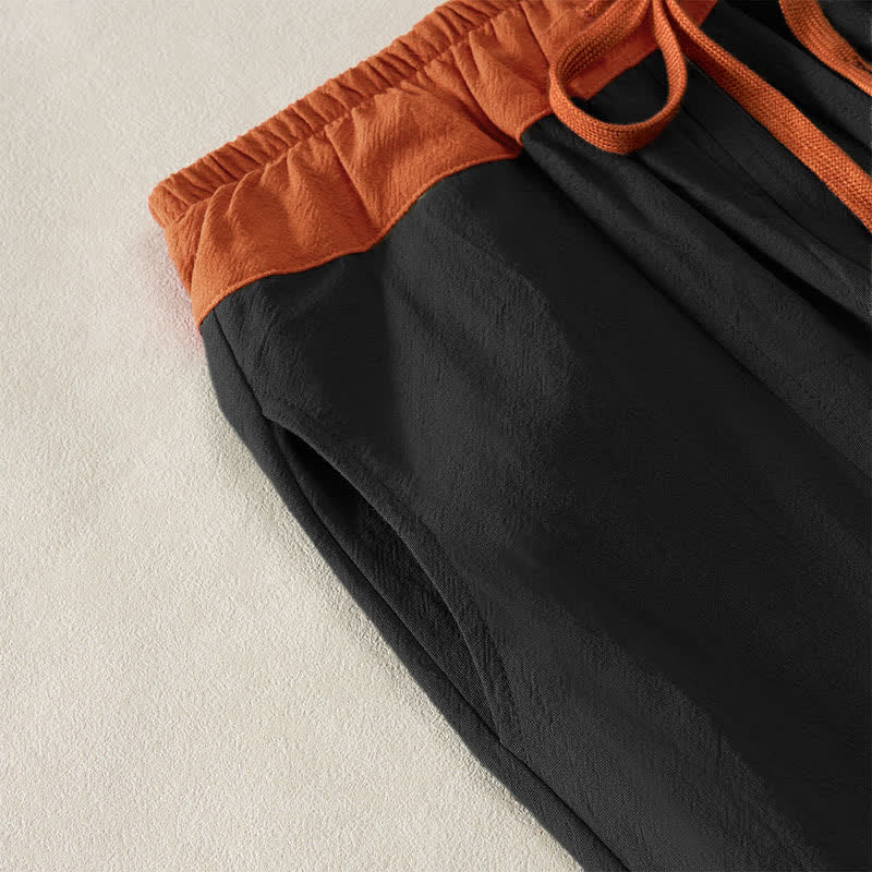 Buddha Stones Pantalones harem de algodón liso con cordón ajustable y bolsillos para mujer, estilo casual de primavera. - image 9