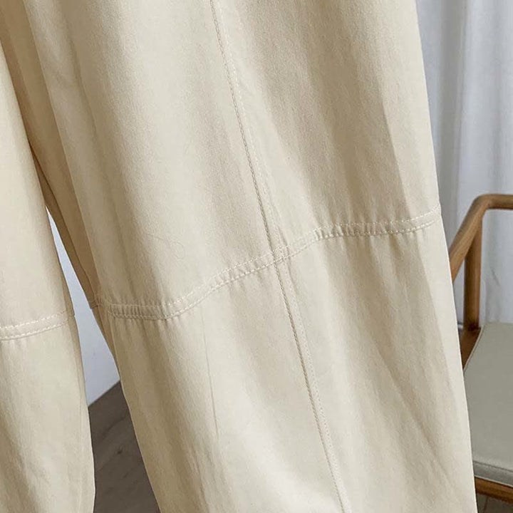 Buddha Stones Pantalones harem lisos de verano para mujer, con botones y bolsillos. - image 10
