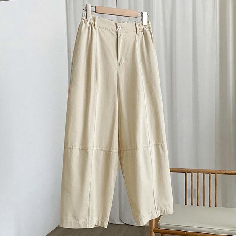 Buddha Stones Pantalones harem lisos de verano para mujer, con botones y bolsillos. - image 9