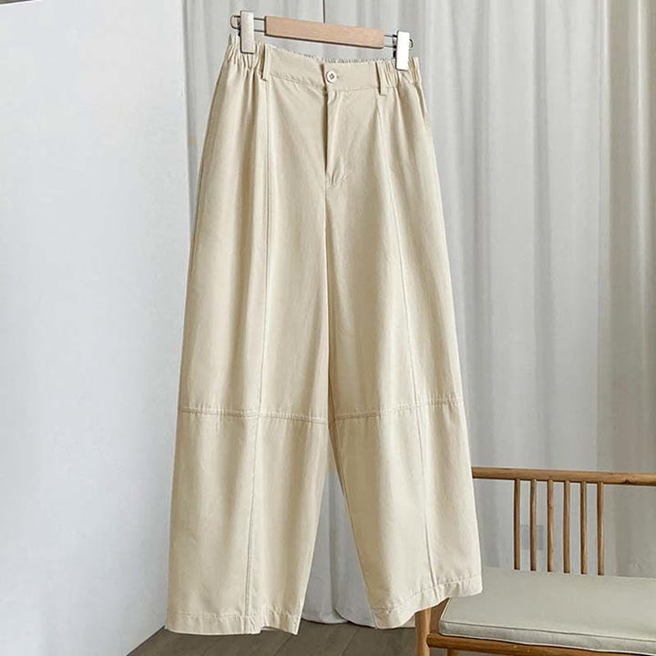 Buddha Stones Pantalones harem lisos de verano para mujer, con botones y bolsillos. - image 9