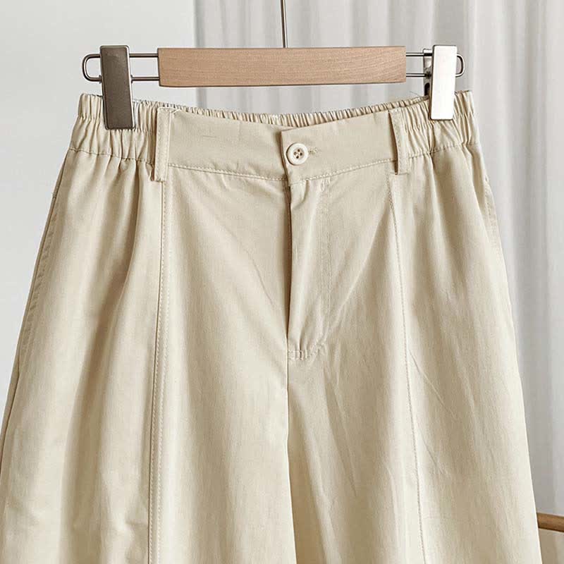 Buddha Stones Pantalones harem lisos de verano para mujer, con botones y bolsillos. - image 7