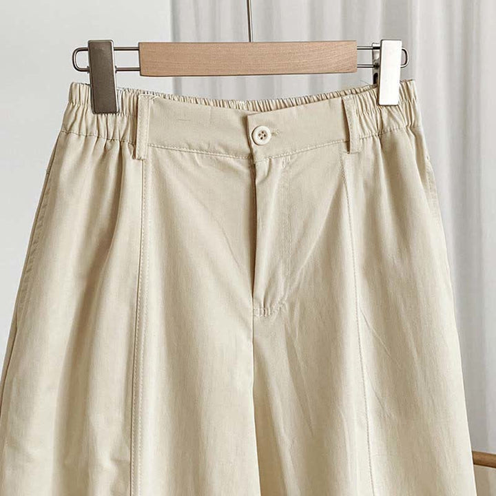Buddha Stones Pantalones harem lisos de verano para mujer, con botones y bolsillos. - image 7