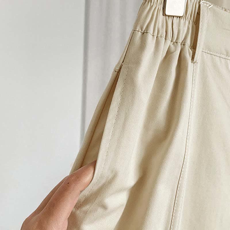 Buddha Stones Pantalones harem lisos de verano para mujer, con botones y bolsillos. - image 11