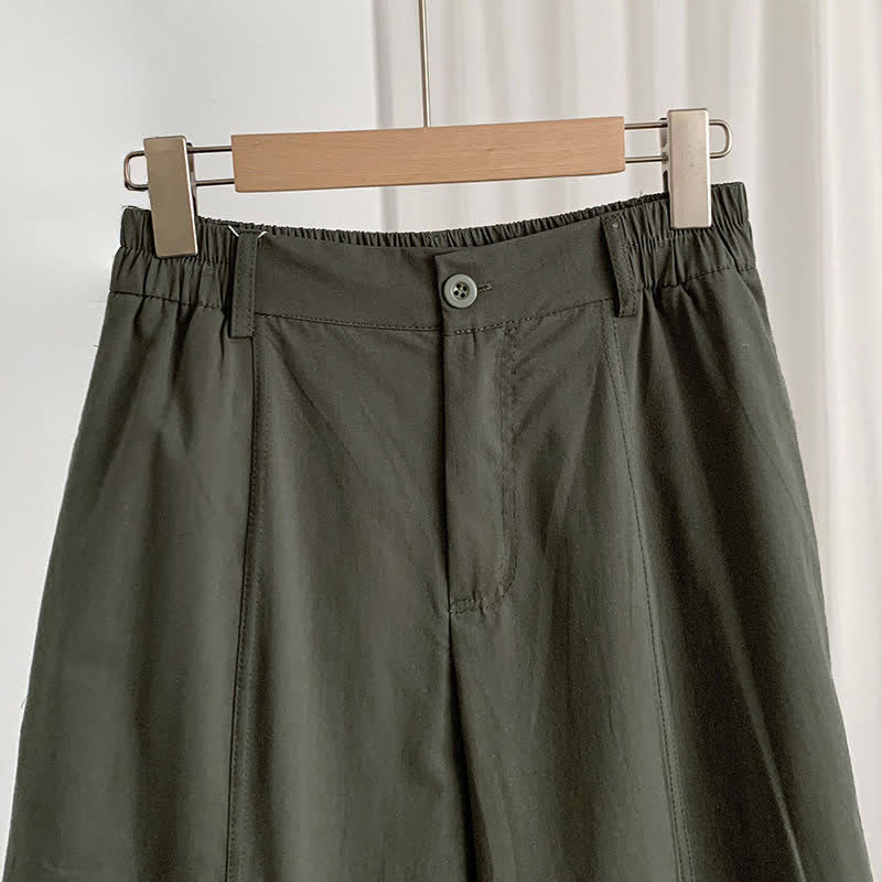 Buddha Stones Pantalones harem lisos de verano para mujer, con botones y bolsillos. - image 2