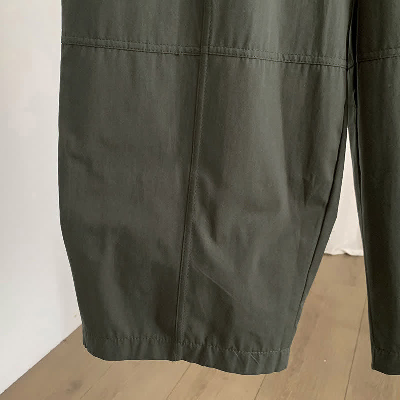 Buddha Stones Pantalones harem lisos de verano para mujer, con botones y bolsillos. - image 3