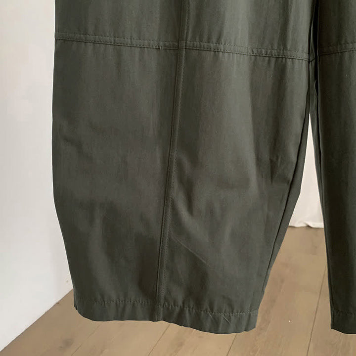 Buddha Stones Pantalones harem lisos de verano para mujer, con botones y bolsillos. - image 3