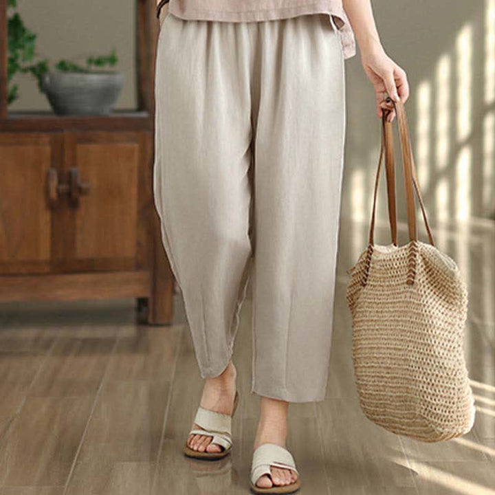 Buddha Stones Pantalones casuales de verano para mujer, de color liso, corte ajustado y con bolsillos. - image 10