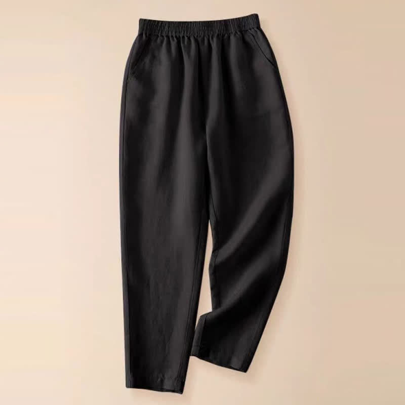 Buddha Stones Pantalones casuales de verano para mujer, de color liso, corte ajustado y con bolsillos. - Negro - US8-10，UK/AU12-14，EU40-42 (2XL) - image 27