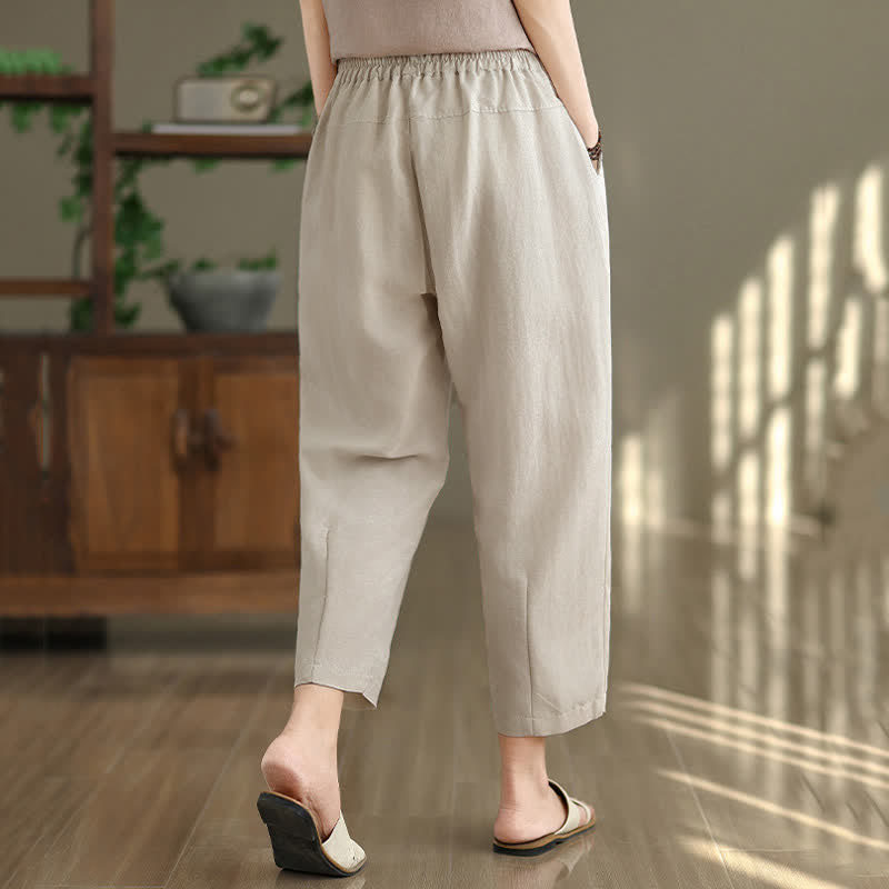 Buddha Stones Pantalones casuales de verano para mujer, de color liso, corte ajustado y con bolsillos. - image 14