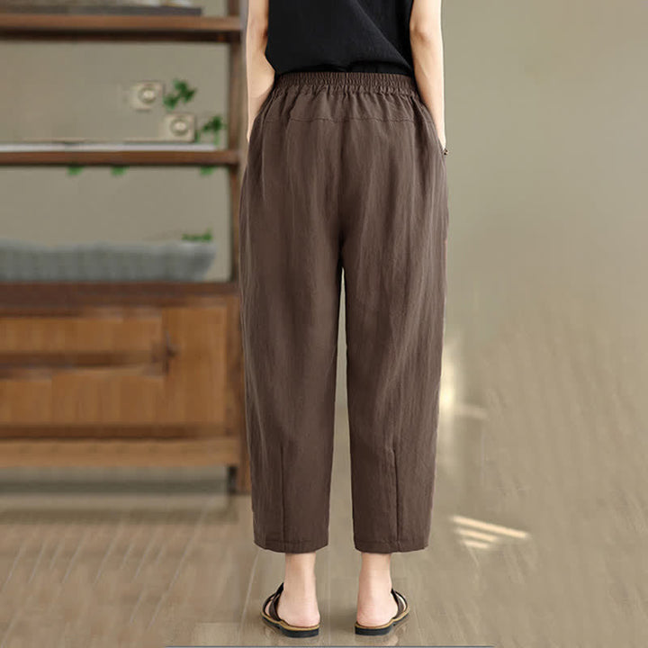 Buddha Stones Pantalones casuales de verano para mujer, de color liso, corte ajustado y con bolsillos. - image 4
