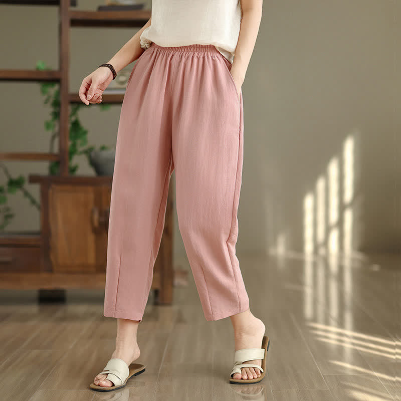 Buddha Stones Pantalones casuales de verano para mujer, de color liso, corte ajustado y con bolsillos. - image 21