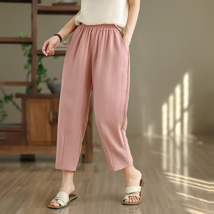 Buddha Stones Pantalones casuales de verano para mujer, de color liso, corte ajustado y con bolsillos. - image 21